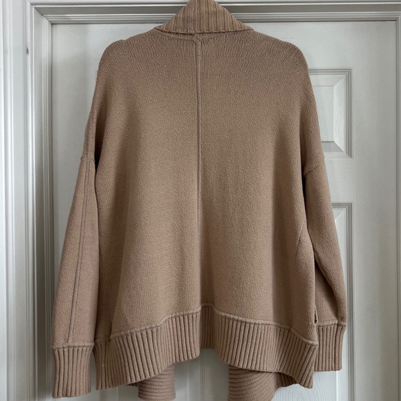 J CREW Shawl-Collar Open-Front Cotton Blend Long Cardigan M/L Khaki - Picture 8 of 8